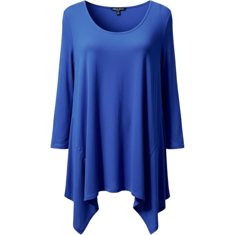 Cable & Gauge Woman Royal Blue Ribbed Sharkbite Hem Tunic Top 2X NWT